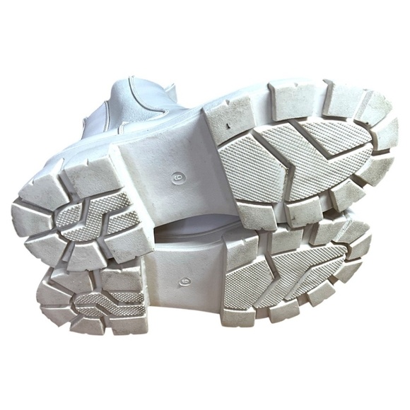 STREETWEAR SOCIETY Winter White Faux Leather Chunky Chelsea Boots US Sz 9 - Picture 7 of 9